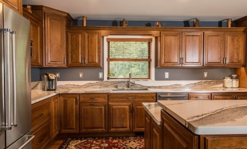 Traditional Warm Cherry Kitchen near Whitmore Lake Michigan